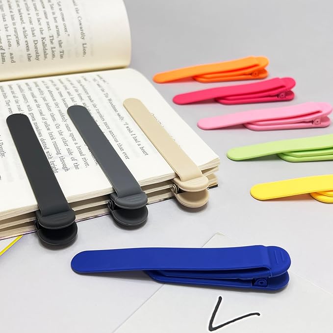 6Pcs Automatic Bookmark, Silicone Smart Book Marks for Reading Women, Men, Kids,Cute Unique Book Markers Bookmark Clip Reading Accessories Gifts for Book Lovers