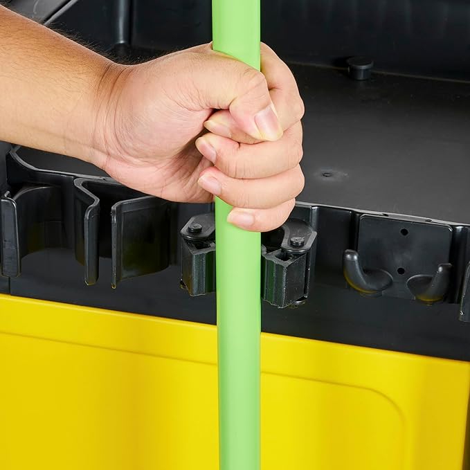 Restaurantware-Clean Tek Professional 3-Shelf Janitor Cart with Wheels, 1 Cleaning Trolley with Cover and 21 Gallon Bag - Includes 1 Double Locking Cabinet, Heavy-Duty, Gray Plastic Janitorial Cart