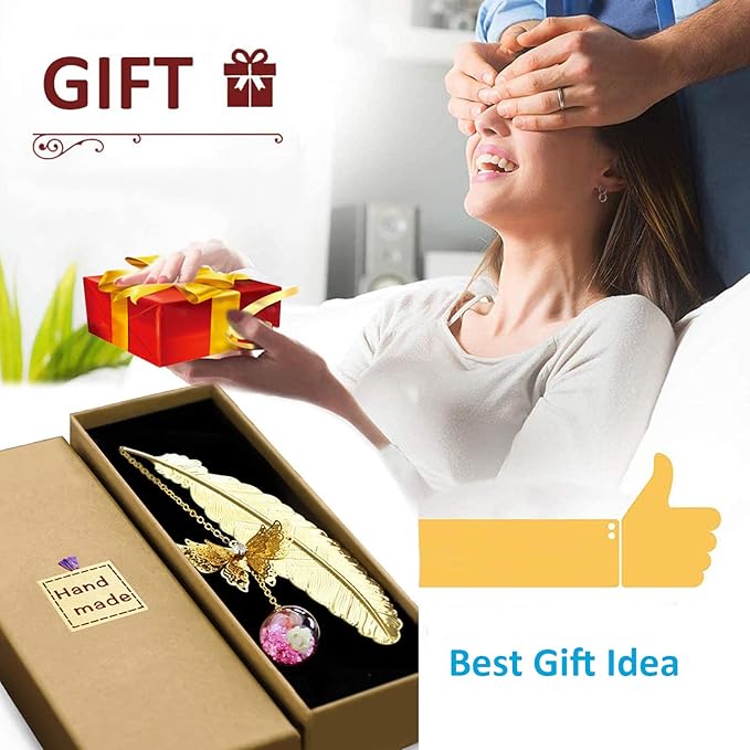 Vintage-Style Metal Feather Bookmark Mothers Day Gifts Valentine's Day Christmas Stocking Stuffers Butterfly Bookmarks for Women Mom Lady Readers Teacher Appreciation Gifts