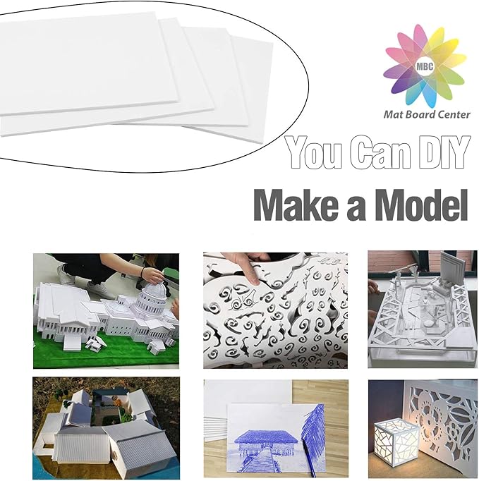 Mat Board Center, Pack of 10 Acid-Free Foam Boards, 18x24 inch White Foam Boards, 1/8" Thick