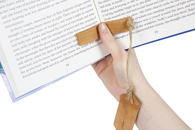 Handmade Wooden Book Page Holder - Wooden Thumb Bookmark - Novel Reading Accessories, Book Gadgets, Presents for Readers, Book Lovers Gifts, Bookworm (Pear Natural)