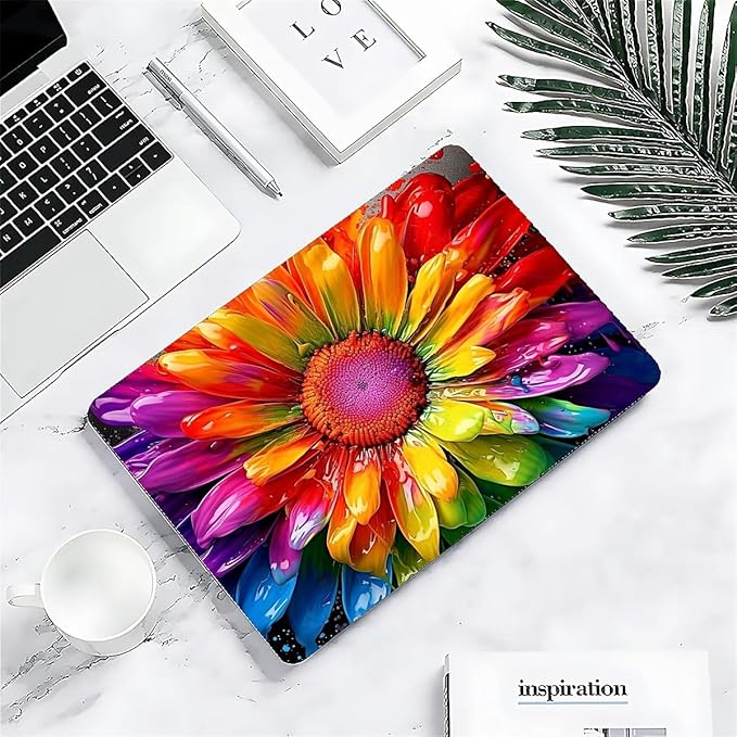 Compatible with MacBook Air 13.3 inch Case 2018-2020 Release A1932 A2179 A2337, Colorful Rainbow Sunflowers Hard Plastic Shell Cover Case