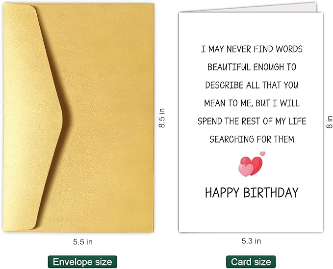 Chenive Sweet Birthday Card for Him Her, Romantic Poem Birthday Card for Husband Wife, Happy Birthday Card for Boyfriend Girlfriend Soulmate, Love of My Life