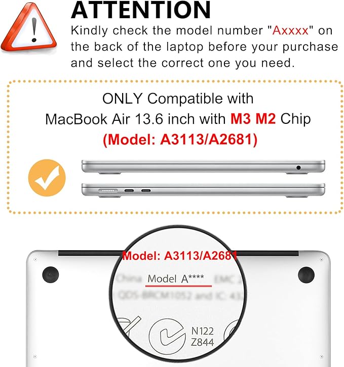 Case for MacBook Air 13.6 inch M3 A3113 M2 A2681 2024 2023 2022 Release with Liquid Display Touch ID, 5 in 1 Plastic Hard Shell&Keyboard Cover&Screen Protector&Webcam Cover, Garden Flower