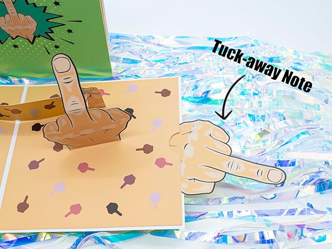 Funny 3D Middle Finger Pop Up Card, Naught Joking Greeting Card- Prank Gift, Gag Gift, Offensive Humor, for Friend, Birthday, Just Because, Get Well Soon