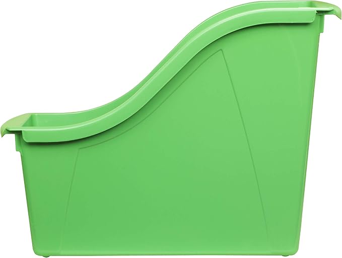 Storex Small Book Bin, Linking Storage Bin, Dry Erase Surface, 11.75" x 8.5" x 4.5" STEM Green (Pack of 6)