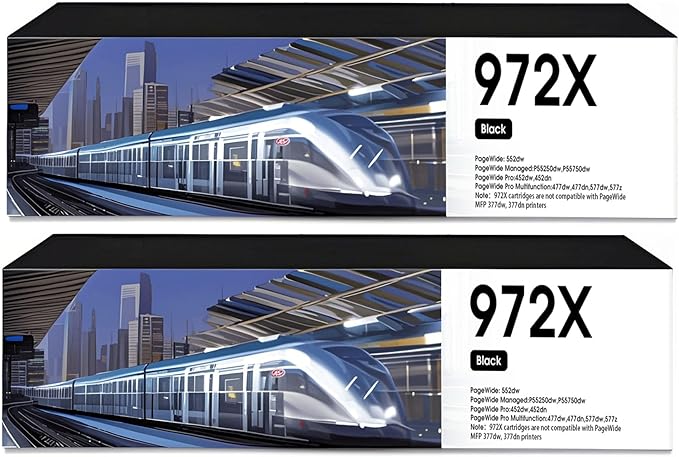 972X 972 MFP 477DW Ink Cartridges High Yield Compatible Ink Cartridge for HP Printer with HP 972X 972 Ink Cartridges Combo Pack for HP Pagewide Pro 452dn 452dw 552dw 477dw 577dw Printer (2 Black)