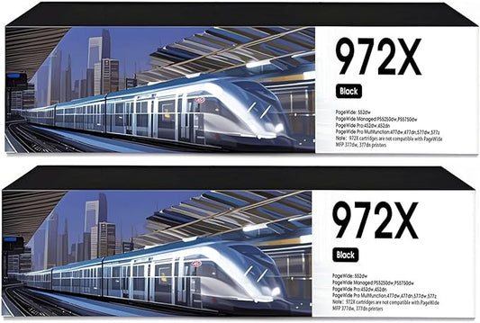 972X 972 MFP 477DW Ink Cartridges High Yield Compatible Ink Cartridge for HP Printer with HP 972X 972 Ink Cartridges Combo Pack for HP Pagewide Pro 452dn 452dw 552dw 477dw 577dw Printer (2 Black)