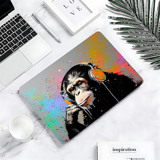 Compatible with 13.3 Inch MacBook Air A1466/A1369, Music Monkey with Headphone Hard Plastic Shell Cover Case