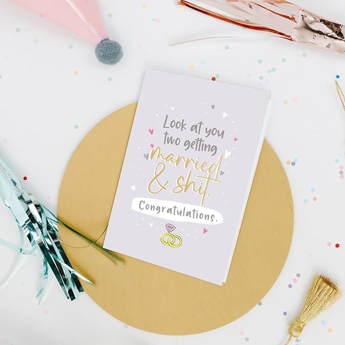 Nchigedy Funny Marriage Congratulations Card, Rude Engagement Card for Friend, Hilarious Wedding Card, Looking at you two get married