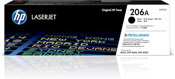 HP 206A Black Toner Cartridge | Works with HP Color LaserJet Pro M255, HP Color LaserJet Pro MFP M282, M283 Series | W2110A , 1 Count ( Pack of 1)