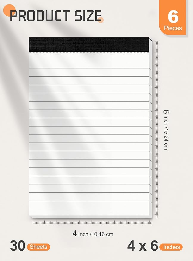 Small Notepads 4x6 for Office 6 Pack Pocket Note Pads 4x6 for Reminders and Notes Writing Pads of Work Memo Pads Lined Paper for Home Note Pads for Household to Do List Scratch Pads 30 Sheets Each