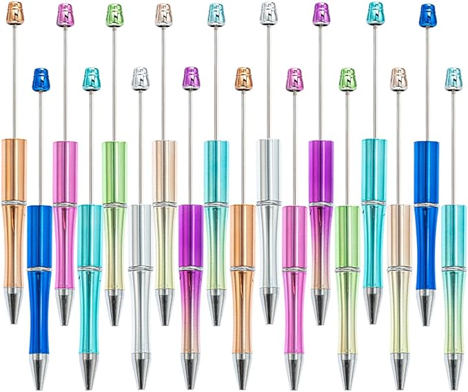 PASISIBICK Plastic UV Beadable Pens, Bead Pens for DIY PPL Gift with Shaft Black Ink, 18 Pieces