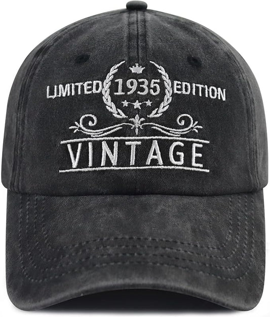 Goyklrb Limited Edition 1935 Baseball Hats for Men Women, Adjustable Cotton Embroidered 90th Birthday Baseball Cap