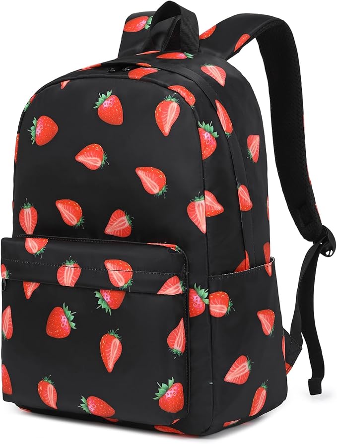 Strawberry School Backpack for Teens Girls, Womens College Bookbags Kids School Bags Laptop Backpacks