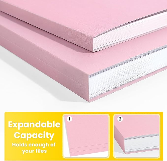 SUNEE File Folders, 30 Pack Manilla Folders 8.5 x 11, Colored File Folders Home Office School Supplies for Documents Files Paper, Pink