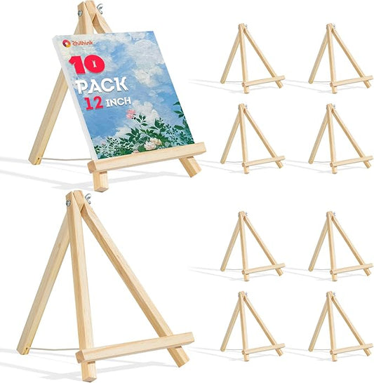 Zhithink 10 Pack Wood Easels Stand for Painting Canvas 11.8 Inch, Tripod Art Tabletop Easels for Kids Student, Photo Picture Sign Holder