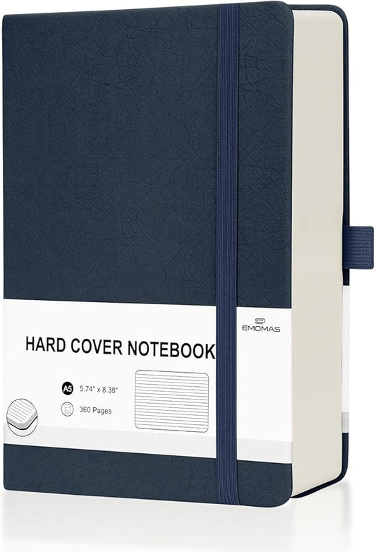 Lined Journal Notebook, 360 Numbered Pages(With page number), Thick Journal for Writing A5 College Ruled Notebook, 100gsm Lined Paper, Leather Hardcover, 5.75'' X 8.38''-Denim Blue