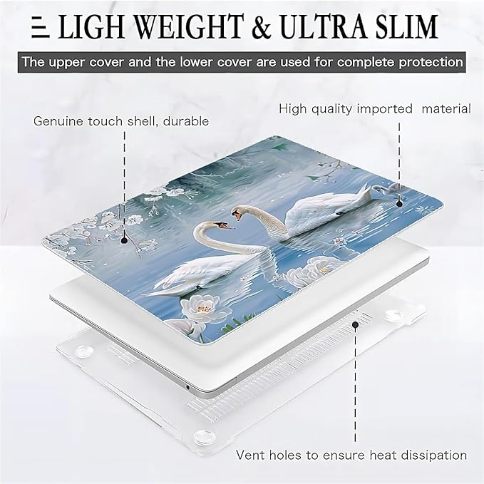 Compatible with 16.2 Inch MacBook Pro 2485/A2780, Elegant Swan Hard Plastic Shell Cover Case