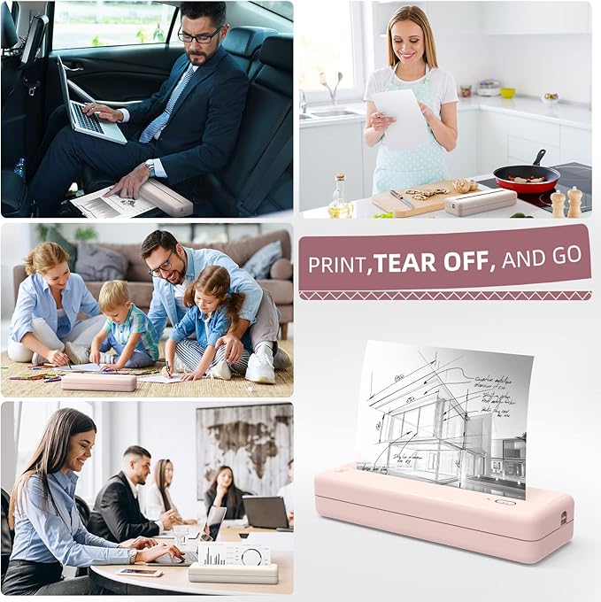 HPRT Wireless Portable Printer - Bluetooth Thermal Printer for Travel, Mobile Office, School, Home Compatible with iOS Android