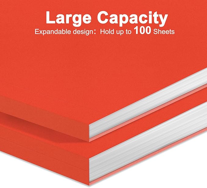 ViVin File Folder, 50 Pack Colored File Folders with 1/3-Cut Tabs, Fits 8.5 * 11 Letter Size Paper, Manilla Folders for Home Office School Documents(Red)