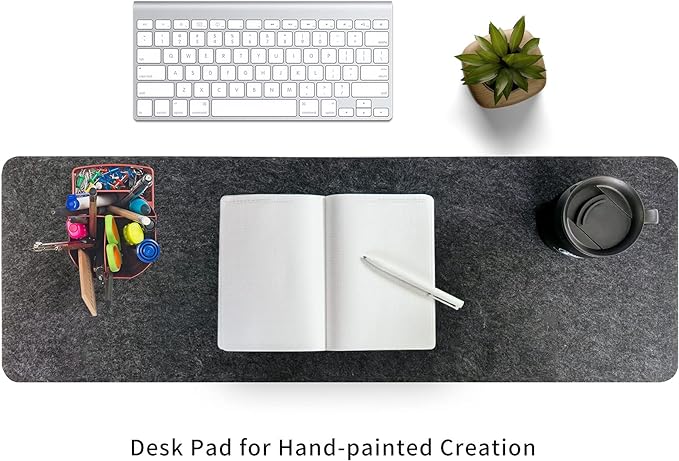 Felt Desk Mat | Computer Mat for Desk(36x12Inches) | Large Felt Mouse Pad and Keyboard Mat | Desk Protector for Office | Dark Gray