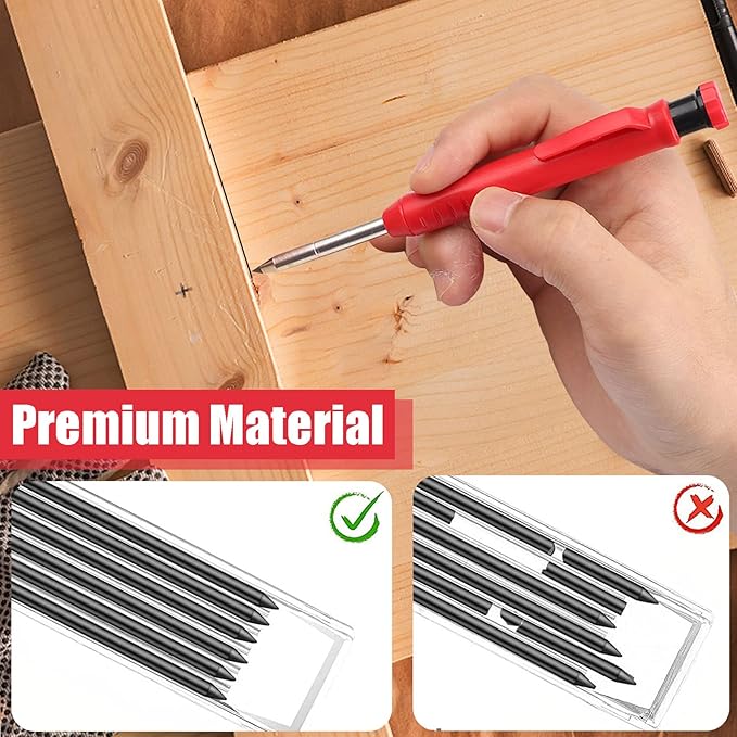 36 Pcs 2.8mm Pencil Lead Refills for Carpenter Pencil Mark Pencils Solid Deep Hole Mechanical Construction Pencil Replacements Study Pencil Leads for Architect Woodworking Marking Scribe Tools-Black