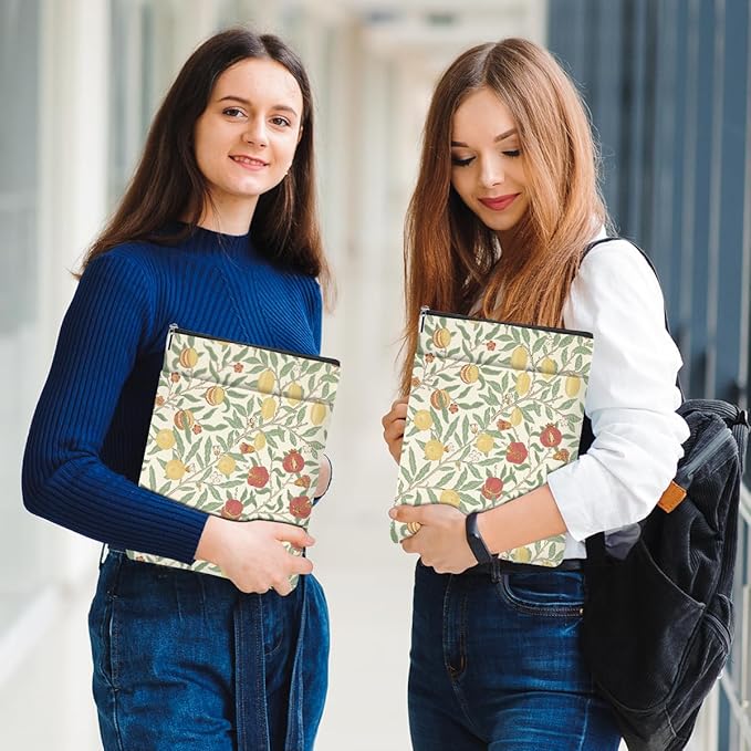 Retro Floral Fruit Book Sleeve Book Cover Classic Flower Book Protector with Zipper Christmas Birthday Book Club Gifts Book Accessories for Women Mom Reader Librarian Girls Bookish Book Lovers Gifts