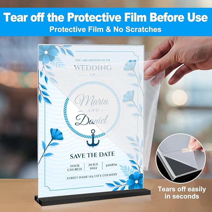 EHWINE 3 Pack Acrylic Sign Holder 8.5 x 11, Double-Sided Stand up Table Top Sign Holders, Clear Acrylic Picture Frame Menu Flyer Paper Holder Display Stand for Office Business Store Wedding Party(Black Base)