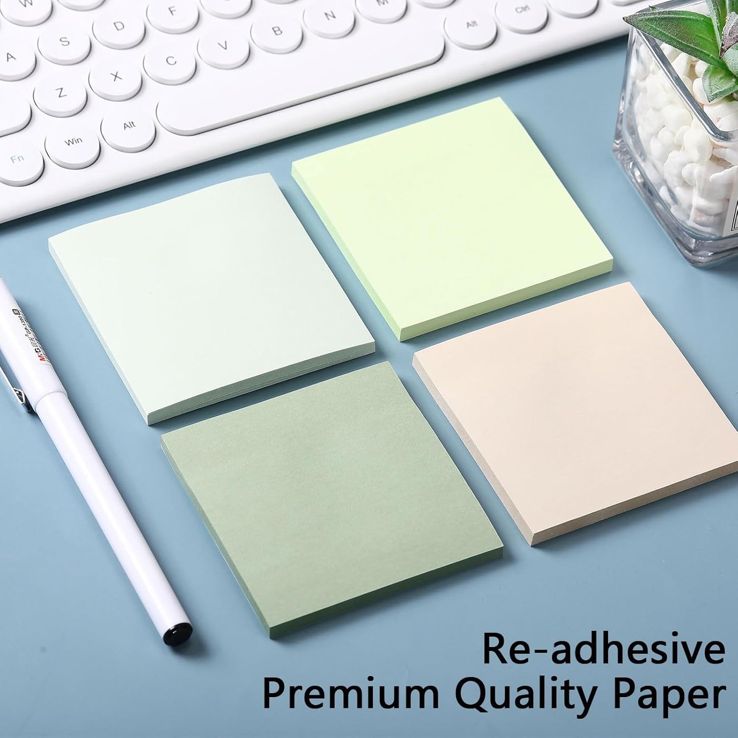 Thenshop 36 Pads Sticky Notes 3''x3'', Self Stick Notes Pads Office Supplies, 50 Sheets/pad Colored Aesthetic Sticky Accessories Home, Office, Notebook(Green)