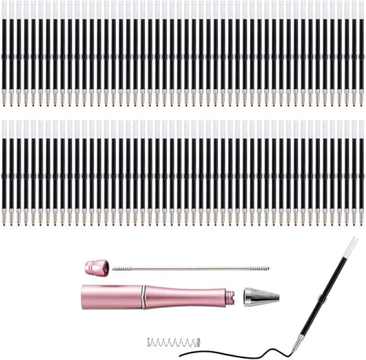 PASISIBICK 100 Pieces Plastic Beadable Pen Refills, 2.44 inch/6.2 cm Black Ink Smooth Writing Pen Refills for Bead Pens DIY PPL Gift(Pack of 100)