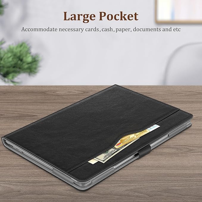 Fintie Sleeve Case for 12.4 Inch Microsoft Surface Laptop Go 3/2/1 (Model: 2013/1943), Premium PU Leather Protective Folio Book Cover with Large Pocket (Black)