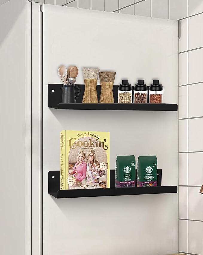 Magnetic Book Shelf for Whiteboard, Reusable Metal Magnetic Bookshelves with Strong Adsorption Capacity, 2-Pack 17'' for Classroom Whiteboard Office & Fridge Storage, Holds up to 12.5 lbs