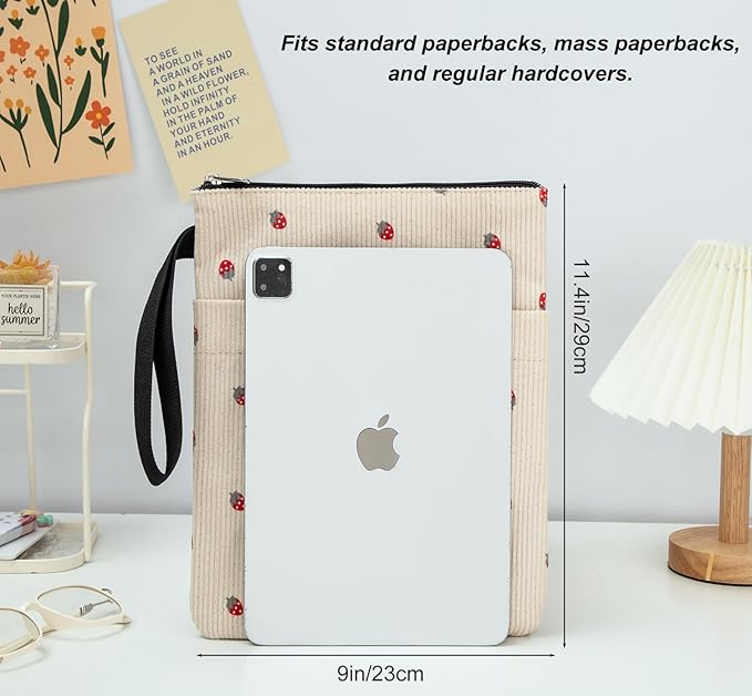 Book Sleeve, Book Covers for Paperbacks with Zipper, Book Lover Gifts