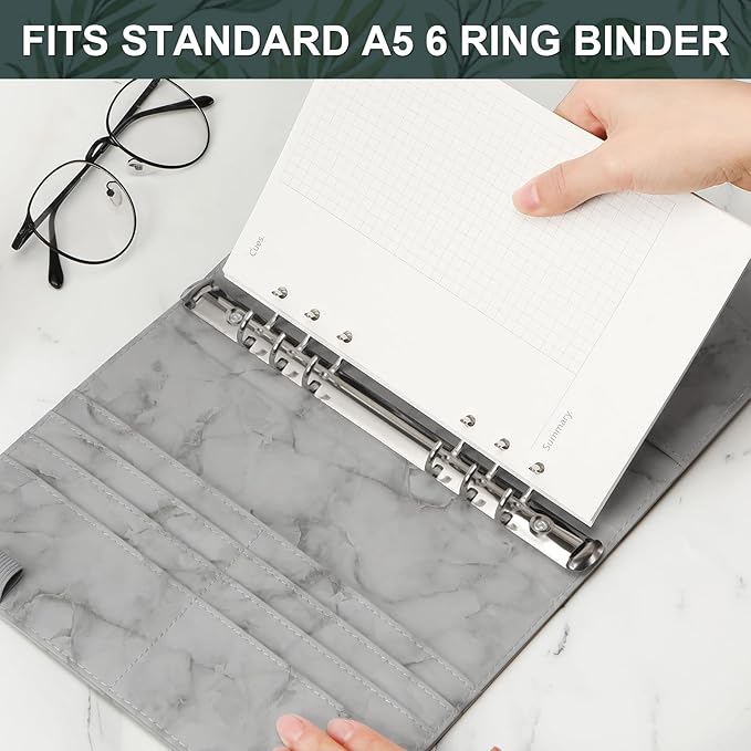 Toplive Cornell A5 Filler Paper, A5 Refill Paper 6 Ring Cornell Notes Loose Leaf Paper, 160 Sheets Refillable Inserts Paper Notes Taking System for Office School College Study