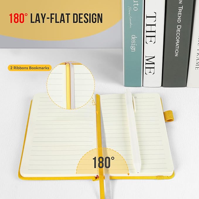 Pocket Small Notebook Journals, 8 Pack (Lemon Yellow) Mini Notebook 3.7x5.7 Journaling Notebooks for Women Men, Hardcover Lined Note Pads with Pens for Work, Business, Travel Journal, Office Supplies