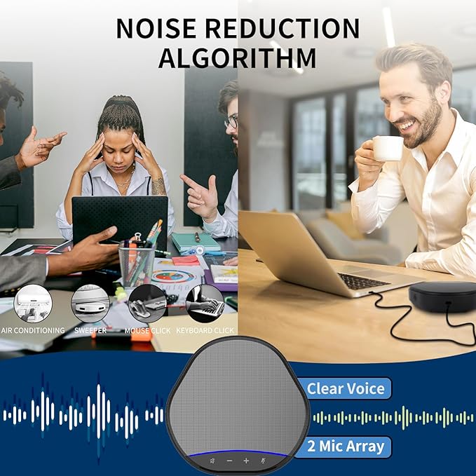 XTUGA K6 Conference Speaker and Microphone Speakerphone Noise Reduction 360°Voice Pickup USB Mic Compatible with Video Call, Zoom, Teams, Skype, Home Office Meeting