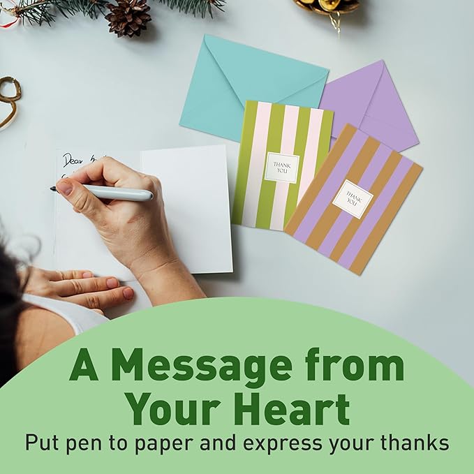 S&O Palm Beach Thank You Cards with Envelopes, Blank Greeting sheets for Handwritten Messages, Set of 24 stylish Notes and Covers, Assorted Thank You decor notes with Color full Envelopes Mix & Match