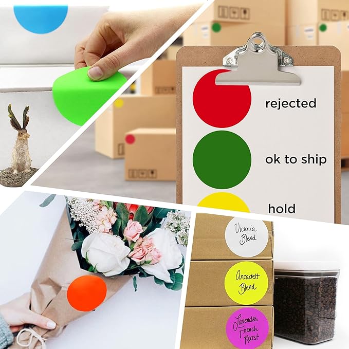 ChromaLabel 3 Inch Round Label Permanent Color Code Dot Stickers, 500 Labels per Roll, Black