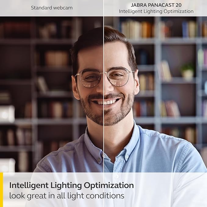 Jabra PanaCast 20 4K Video Conferencing Camera - Flexible Plug & Play Personal Video Solution Computer Webcam with AI-Powered 4K Ultra-HD, Intelligent Zoom, and Lighting Optimization - Black