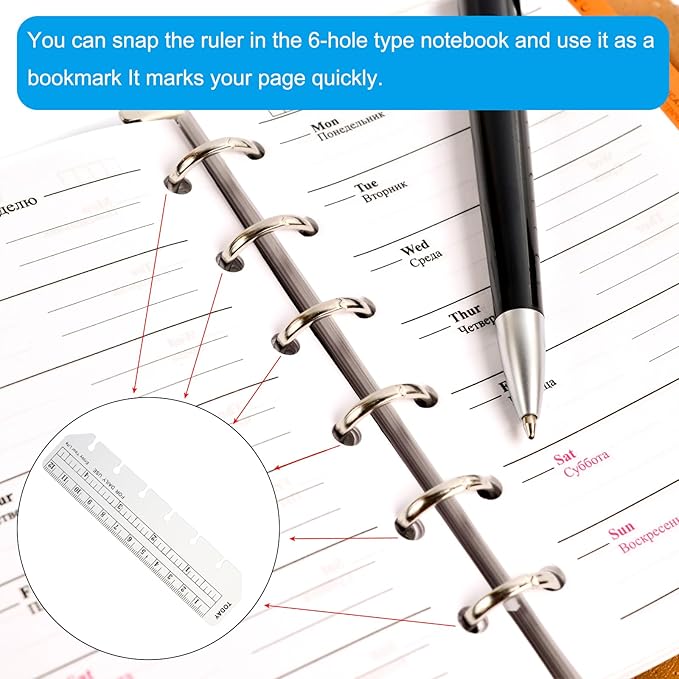 PATIKIL 11.8"x2.2" Bookmark Ruler, 10 Pack Snap-in Ruler Page Marker Book Mark Measuring Tools for A4 Binder Notebook, Gold