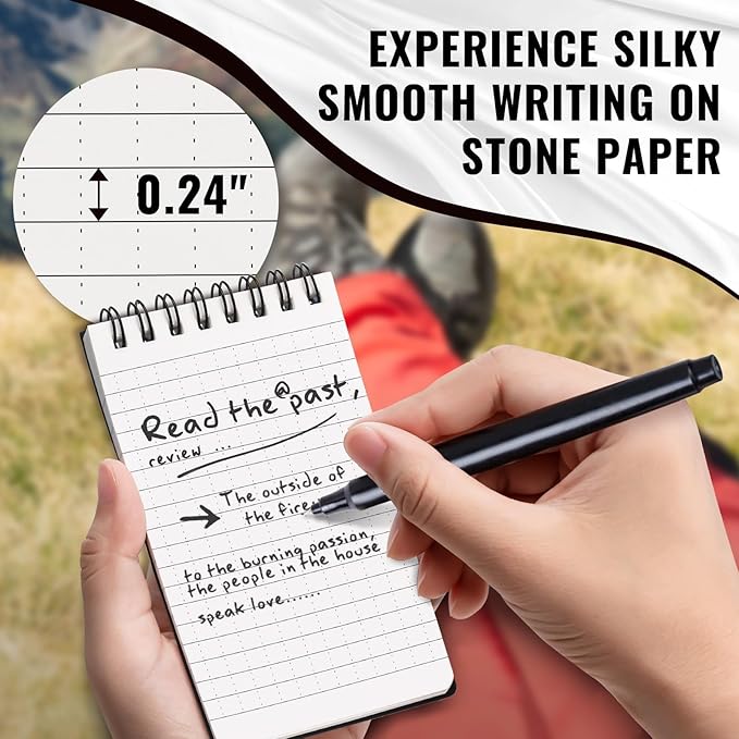 POPYOLA 1 Pack Waterproof Pocket Notebook, 3x5 Pocket Notepad, All Weather Mini Spiral Notepad, Write in the Rain Police Notepad with 100 Squared Pages for Outdoor Home Office School, Black