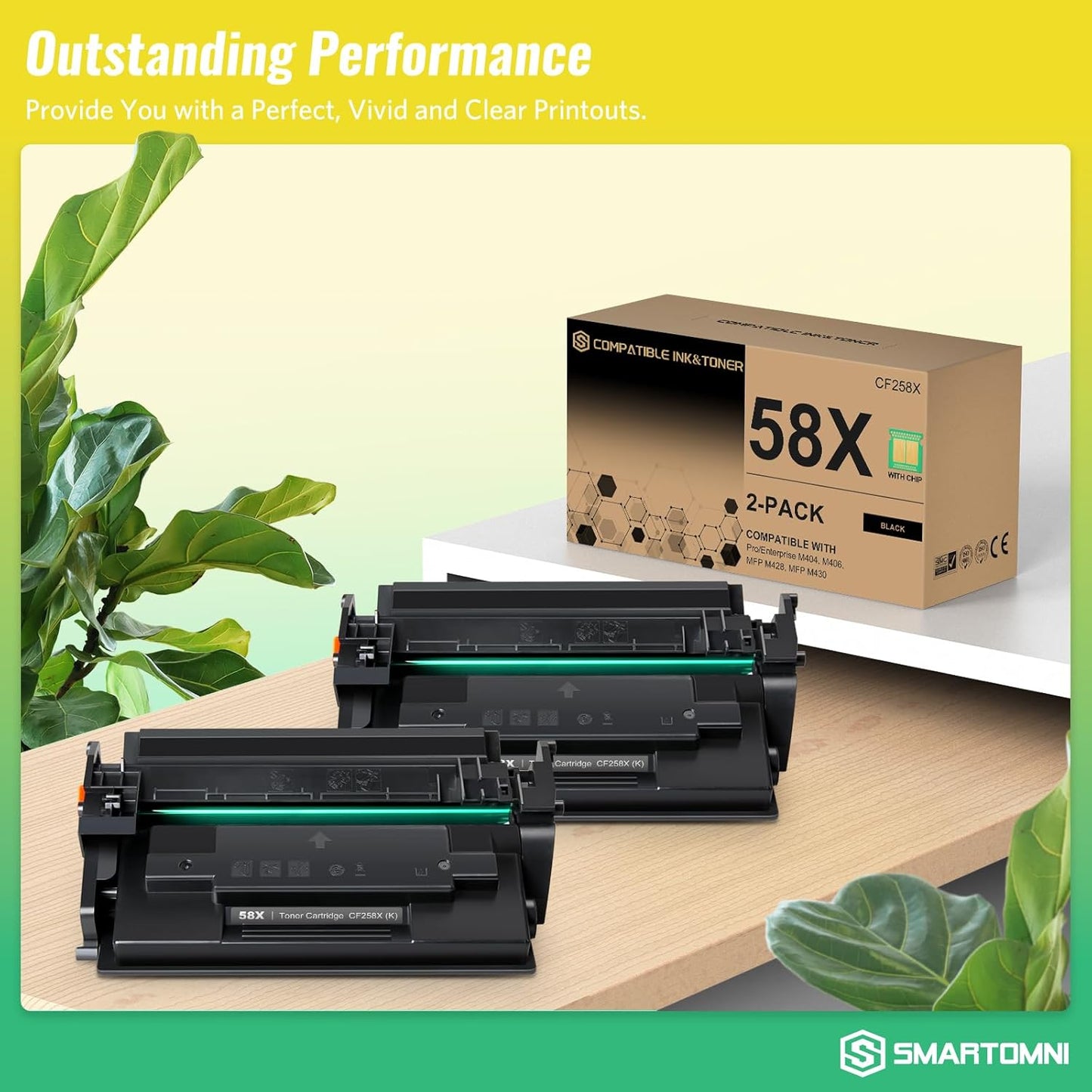 58X CF258X Black High-Yield Toner Cartridge 2 Pack (with Chip) Works with HP Pro MFP M428dw M428fdw M428fdn M428, Pro M404n M404dn M404dw M404, Enterprise MFP M430f M406dn Series Printer | 58X 58A