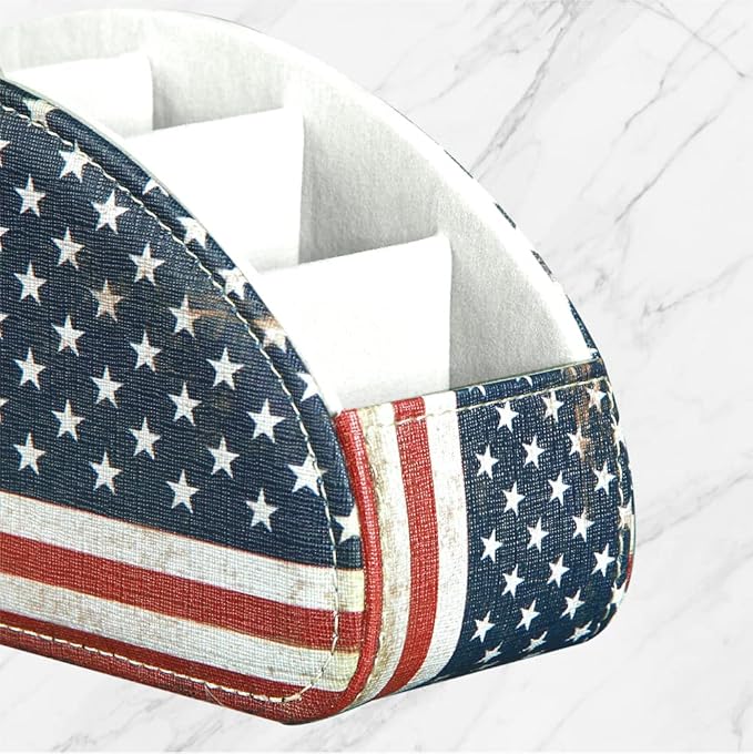 Remote Control Holder PU Leather TV Remote Caddy for Table, 5 Compartments Nightstand Organizer for Bedroom Accessories/Bedside Remotes/Media Controllers/Office Supplies, Decorations for Living Room