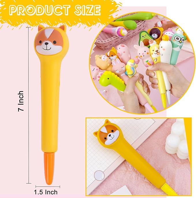 12pcs Cute Kawaii Pens For Girls Back to School Supplies Stationary Cool Pens for Teenage Girls Gifts Easter Baskets Stuffers Gifts for Tweens Girls Stress Relief Gel Ink Pens