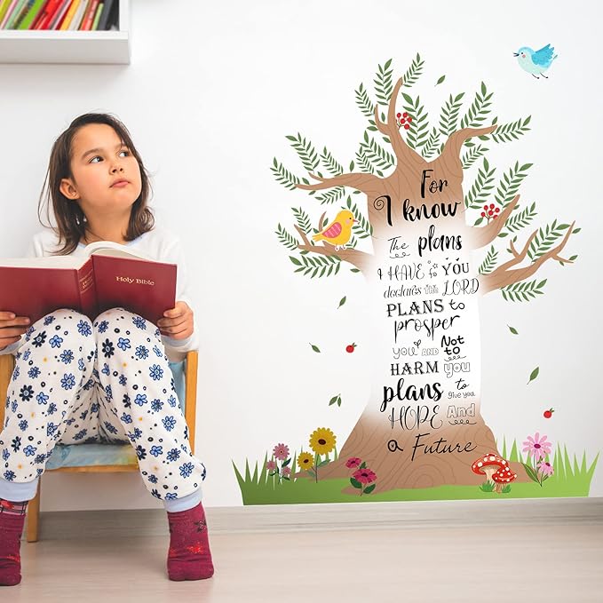 Classroom Tree Bulletin Board Set Bulletin Board Tree Cutouts, Classroom Tree Wall Decor for Elementary School Teacher Chalkboard Supplies (Bible Style)