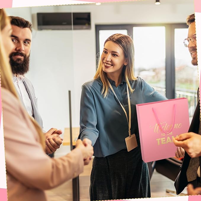 SaieGlossy New Employee Welcome to The Team Gift Sets Notebook and Pen Welcome to The Team Box Employee Appreciation Gift Sets for New Office Worker(Pink)