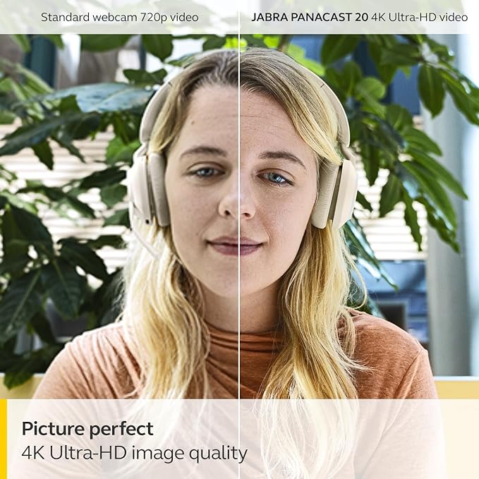 Jabra PanaCast 20 4K Video Conferencing Camera - Flexible Plug & Play Personal Video Solution Computer Webcam with AI-Powered 4K Ultra-HD, Intelligent Zoom, and Lighting Optimization - Black