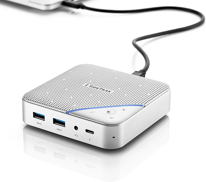 SideTrak Speakerphone Hub | Portable Audio Docking Station with 360° Sound Input and Smart Noise Cancellation | Conference Speaker and Microphone | Office Speaker and Speakerphone for Laptop