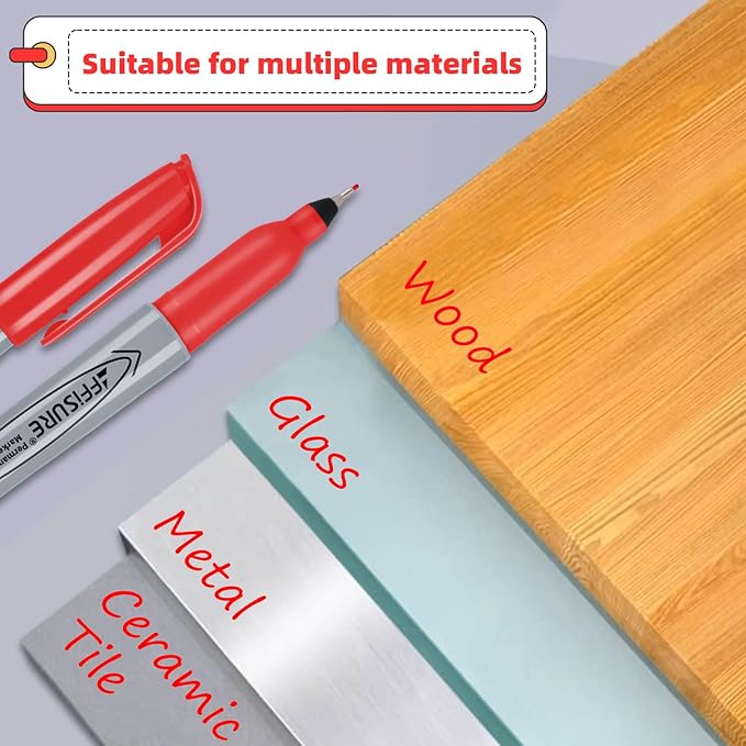 Red Ultra Fine Point Permanent Marker, 20 Pack, 0.4 mm, Precision Fine Tip for Detailed Writing, Art, Crafts & Labeling on Paper, Plastic, Glass, Metal, Waterproof, Fade-Resistant Ink